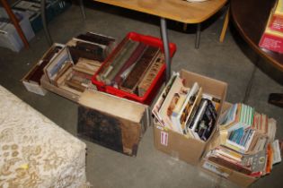 Five boxes containing leather bound and other book