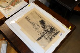 A folder containing Charles Watson Chelsea print;