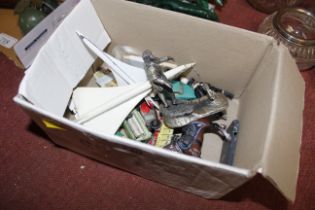 A box of die cast models, trade cards etc.