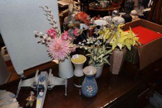 A quantity of vases and artificial flowers