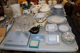 A collection of blue and white dinnerware; Wedgwoo
