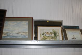 A watercolour study of sailing boats; two other wa