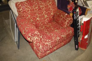 An upholstered armchair