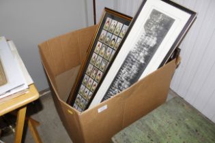 A box of pictures and prints to include framed and
