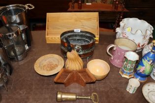 A stationery rack; turned bowls; Desmond Ryan phot