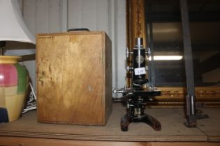 A.C. Barker of London, microscope in carrying case