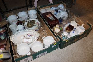 Two boxes of various sundry glass and china