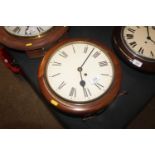 A Victorian mahogany cased drop dial wall clock with fuseé movement