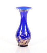 A Venetian blue glass and gilt decorated baluster