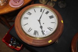 A mahogany cased wall clock with spring driven mov