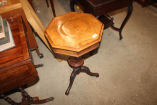 A Victorian walnut trumpet shaped work table with