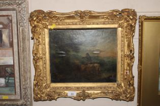 19th Century school, oil study of figure on horseb