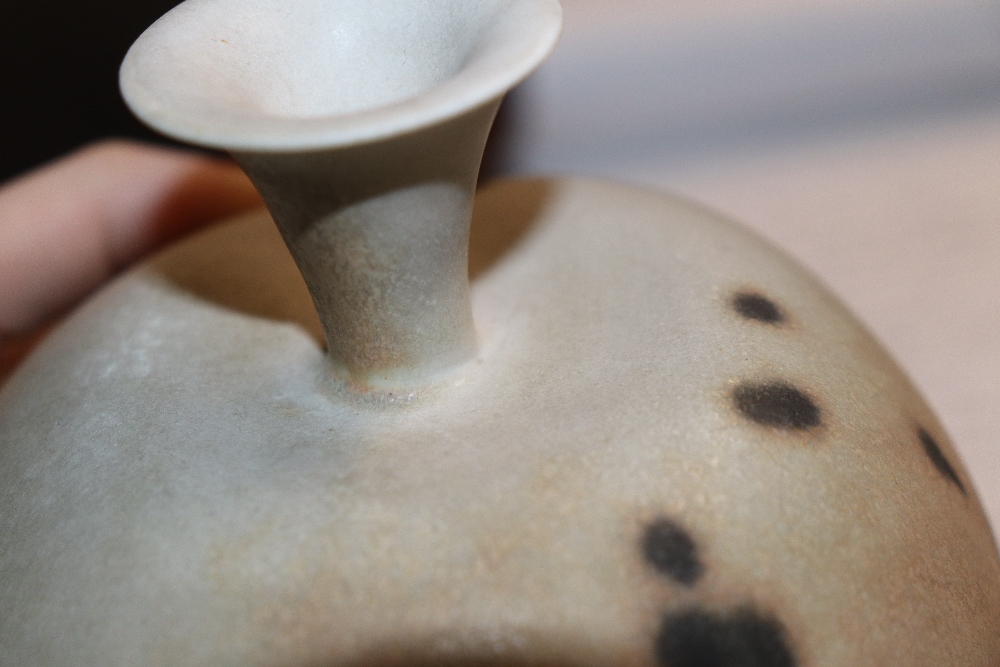 A Studio Pottery vase of peach shape with flared n - Image 5 of 6