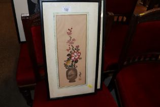 A pair of Oriental still life studies on fabric wi