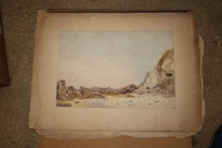 E. Packard?, watercolour study of a shoreline; ano