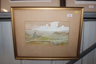 A gilt framed and glazed landscape study, signed t