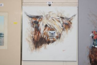 John Ryan, acrylic on canvas, Highland Bull