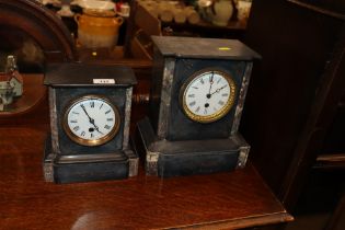 Two Victorian slate and marble single hole mantel