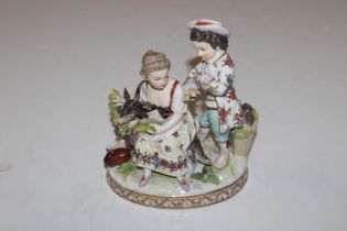 A Dresden porcelain figure group depicting two chi