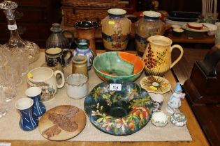 A quantity of Studio pottery and other items to in