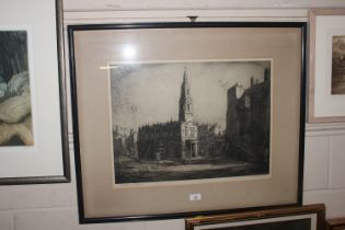 E.S. Packard, pencil signed etching "St Mary's The