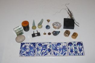 A box of various coinage; small ornaments; Halcyon