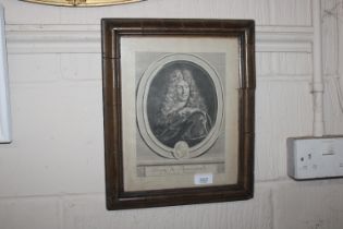 An 18th Century print of Isaac de Bensserade in ogee walnut moulded frame, 37cm x 30cm overall