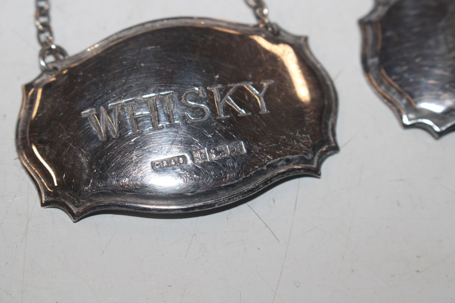 A box of silver decanter labels, two for whisky, t - Image 4 of 7