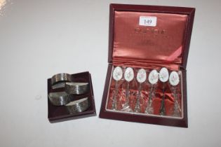 A boxed set of six Jouir Fleur spoons with enamel