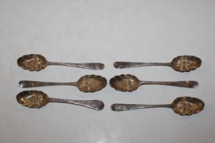 Six silver berry tea spoons, approx. total weight