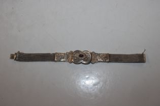 A vintage Sterling silver and garnet bracelet, 46g