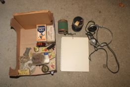 A box of assorted old radio parts, ear-phones etc.
