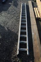 A double extending aluminium ladder