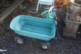 A four wheeled garden trolley