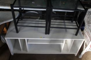 A white painted wooden tv stand