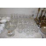 A collection of table glassware