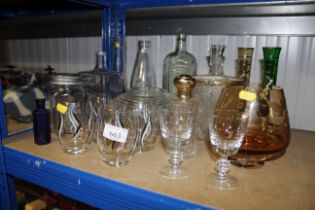 A quantity of various glassware including tumblers, bottles and an ice pail etc