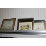 A watercolour study of sailing boats, two other wa