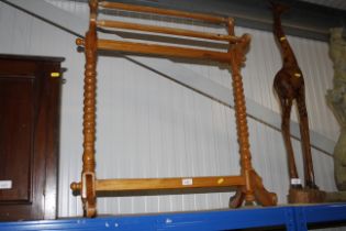 A pine towel rail