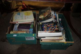 Two boxes of various paperback and hardback books