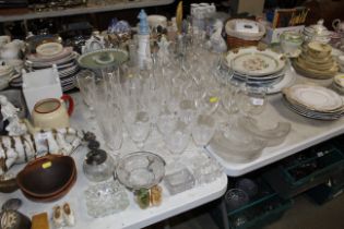 A collection of various table glassware