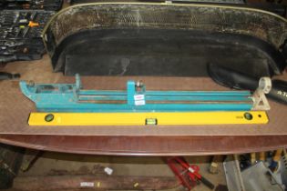 A Bosch lathe jig and a Powerfix Profi spirit level