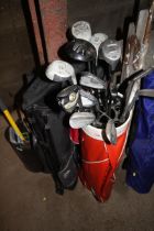 Two golf bags and contents of clubs