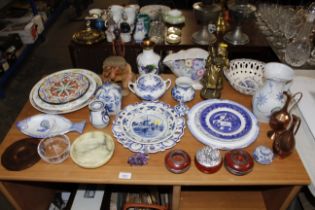 A collection of various decorative pottery, a gild