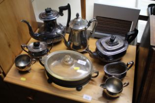 A quantity of various plated tea and coffee ware a