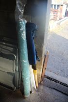 Two rolls of fabric and rolls of foil