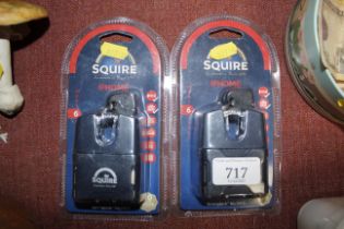 Two heavy duty Squire padlocks in original packagi