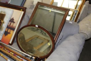An oak framed bevel edged dressing table mirror an