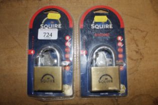 Two Squire padlock and key sets as new