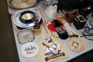 A collection of various brewery related memorabili
